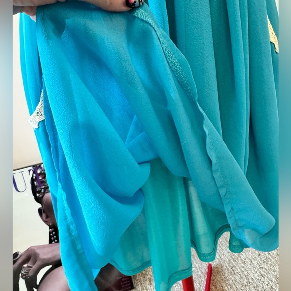 Maya, cute summer dress. Turquoise. Lined and light weight. Fun and flirty. NWT - Picture 4 of 8